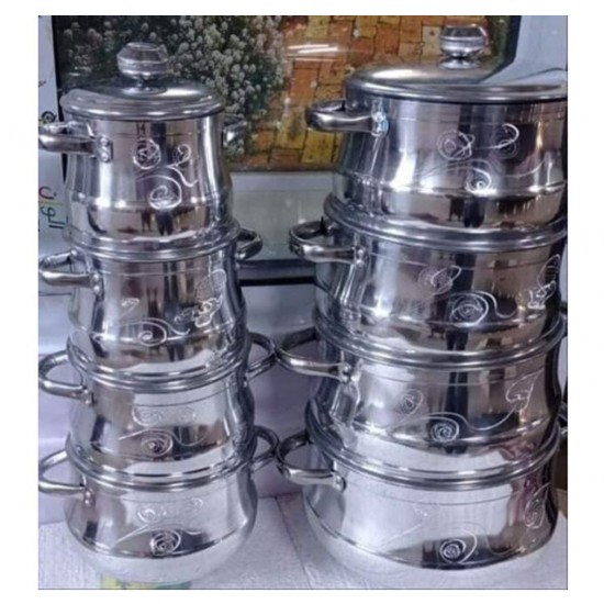 Set of 8 pieces Czech pot (bombé) with lid