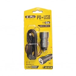 Metal car charger with Type C charger port and regular port - xplus