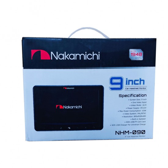 Car rear seat kit, 9 inches, 2 screens, Nakamichi brand