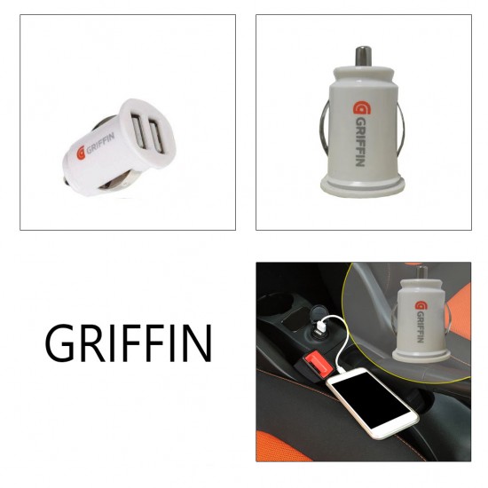 Griffin currus patina 2 USB port - albi coloris