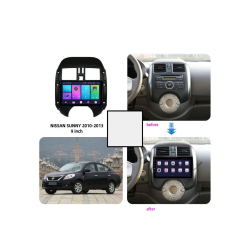 شاشة اندرويد صوت ستيريو لسيارة نيسان صني، بشاشة لمس 9 بوصة بتقنية FHD عالية الدقة بالكامل وبنظام اندرويد للوسائط المتعددة مع اطار