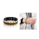 Men's bracelet with magnetic energy, golden color on black