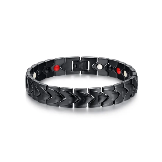 Men's bracelet with magnetic energy, small black color