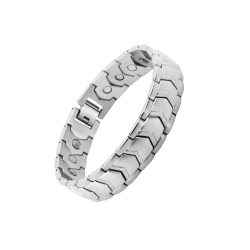 Men's bracelet with magnetic energy, silver color