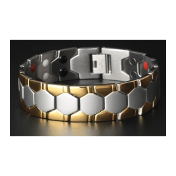 Men's bracelet with magnetic energy, golden color