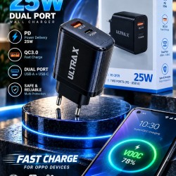 رأس شاحن جداري سريع ULTRA X R3-P45 - 45 وات - منفذ Type-C - تقنية PD
