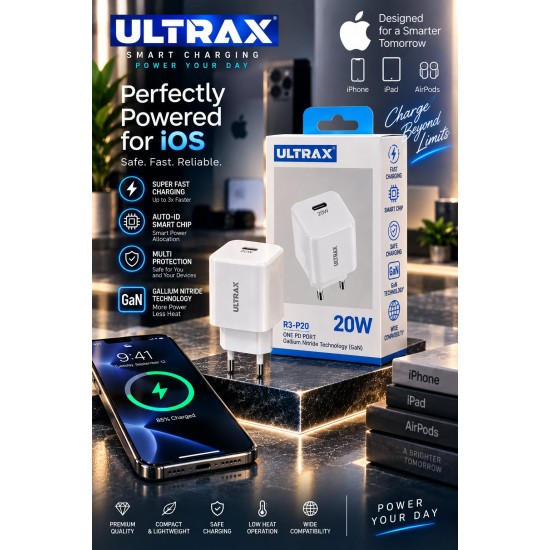 شاحن ULTRA X 20W PD بمنفذ USB-C وتقنية GaN - pmsouq
