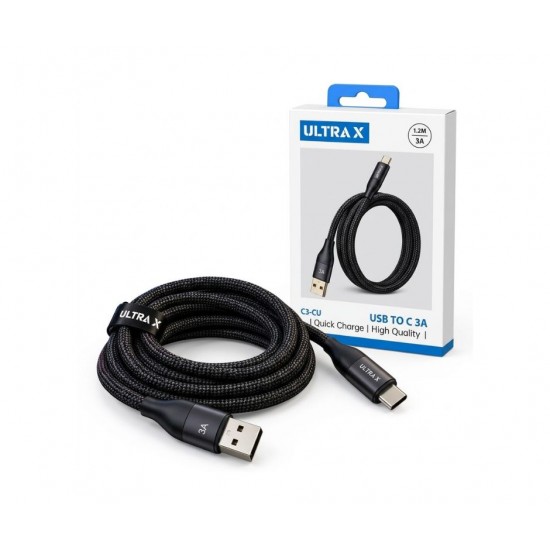 كابل شحن ULTRA X C3-CU - USB-A to USB-C - شحن سريع 3A - طول 1.2 متر