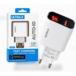 شاحن جداري ULTRA X R4-CU - شاشة رقمية LCD - Quick Charge 3.0 - منفذ USB