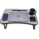 Laptop Table, 60 * 40cm Portable Laptop Table with Foldable Legs, Tablet & Notebook Slot, Multi-Functional Table for Reading and Eating (Cherry & Cream)